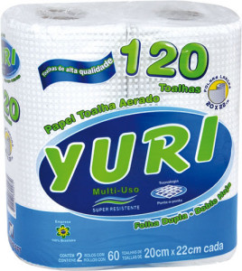 Papel Toalha Aerado Follha Dupla Yuri - 2 Rolos