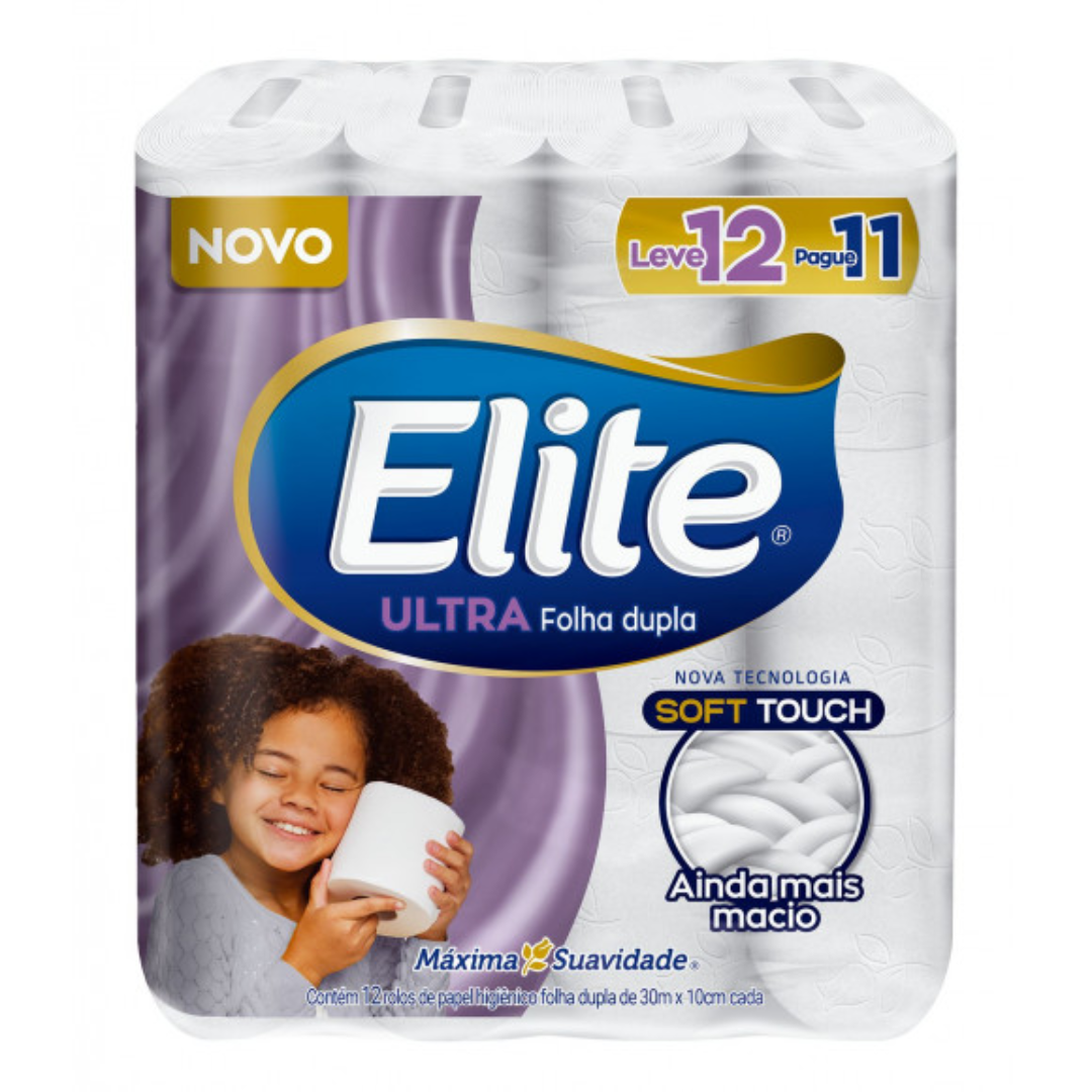PAPEL HIGIÊNICO ELITE FOLHA DUPLA 2OM COM 12 ROLOS